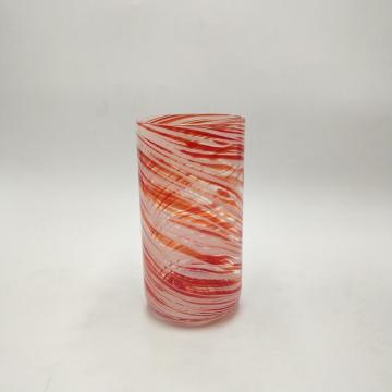 Orange and white color mixed vogue candle glass jar