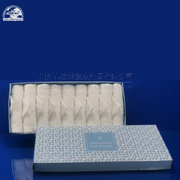 Refreshing white disposable cotton airline towel