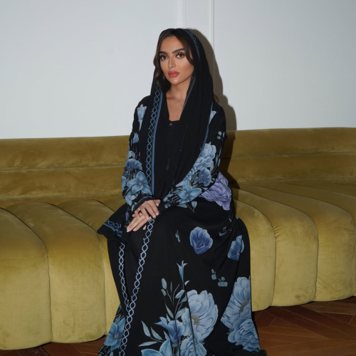 عبای اپن آبی گلدار