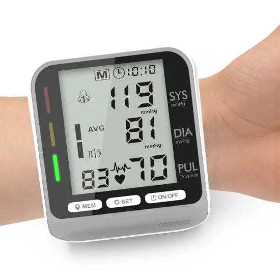 Automatic digital wrist blood pressure monitor BP cuff machine home test device  with three-color indicator light