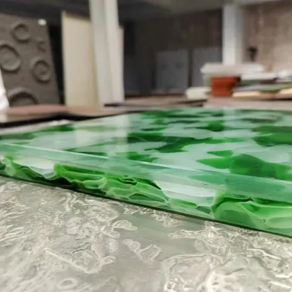 Hot Selling Green Frosted Ice Jade Glass Wall Art