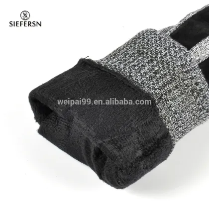 Leather ribbon rib cuff pig suede leather gloves men winter gloves, warm gloves , outdoor usage