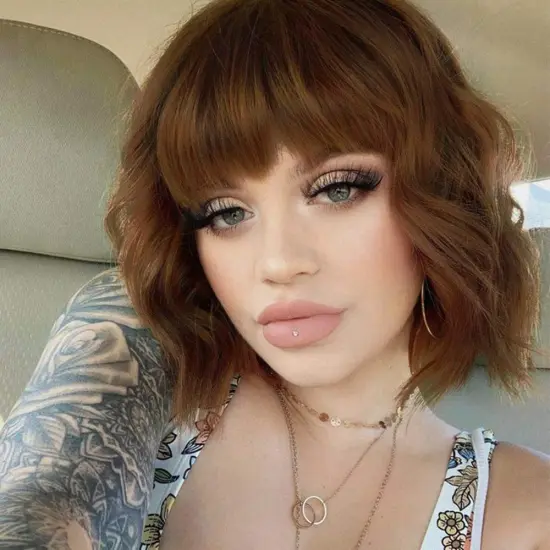 Hair Synthetic Curly Bob Wig With Bangs Short Wavy Hair Wig Shoulder Length Wigs for Women Bob Style Synthetic Hair Wigs