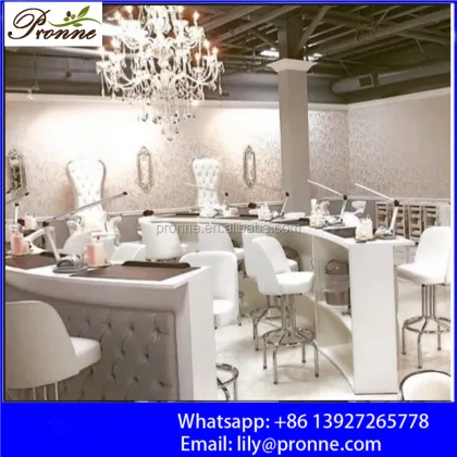 Wholesale Curved Modern White Manicure Nail Bar Tables