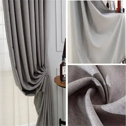Polyester Gray Blackout Curtains Set of 2 - Thermal Insulated Bedroom Curtains