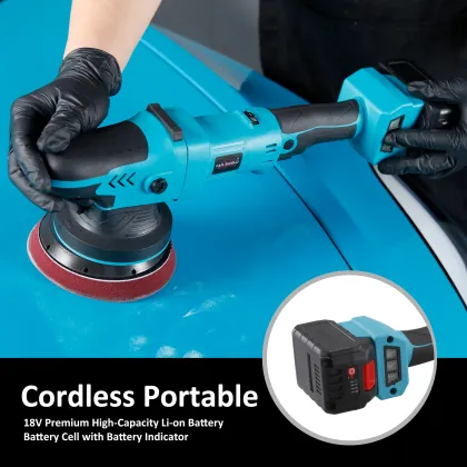 5 Inch 15mm 18V BLDC Orbital Car Buffer Polisher - Cordless Flex Polisher