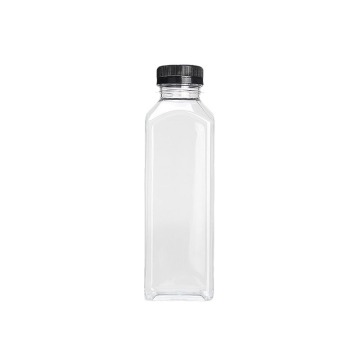 Botol plastik jus persegi haiwan kesayangan dengan penutup