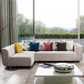 Beige Fabric Upholstered L-Shaped Corner Sectional Sofa