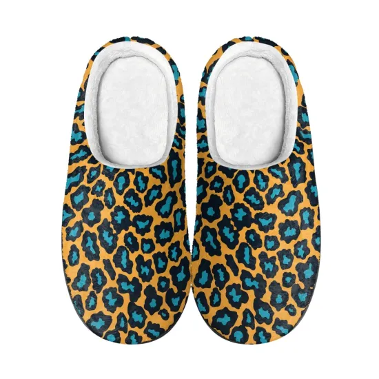 Customized Digital Printing Leopard Slippers - Plush Half Pack Heel Slippers for Indoor Wholesale