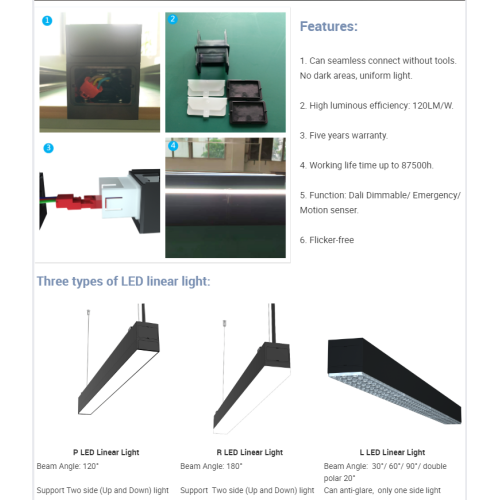 Luz colgante lineal de 4 pies