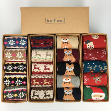 Winter warme wol aangepaste kerstcadeau -doos sokken voor vrouwen