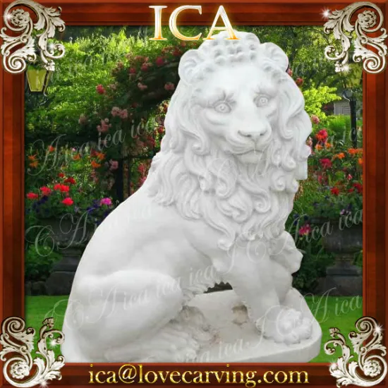 Life size outdoor natural stone lion