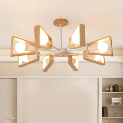 Nordic Farmhouse Wooden Chandelier Ceiling Light