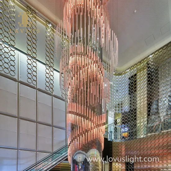 Large hotel staircase chandelier High luxury color changing chandelier Custom chandelier