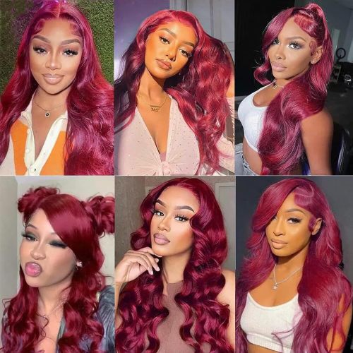 99j Burgundy 13x6 Body Wave Lace Front Wigs