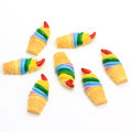 Rainbow Ice-cream Cabochons Flatback Ice-cream Cone Resin Slime Charms For Handcraft Accessories Scrapbooking Phone Case Decor