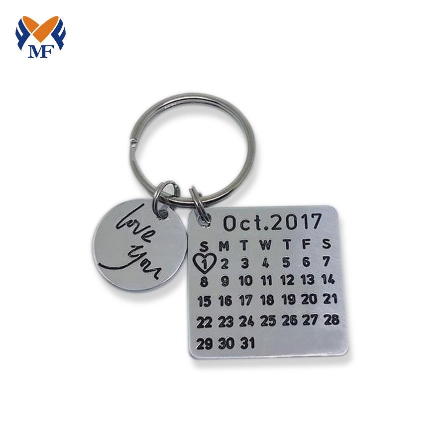 Metal custom calendar keychain for anniversary