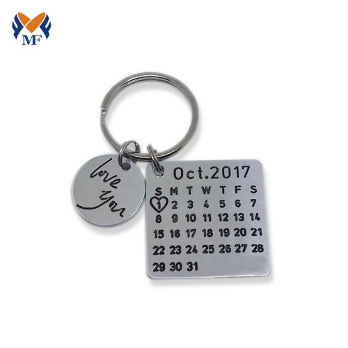 Porte-clés calendrier personnalisé en métal pour anniversaire