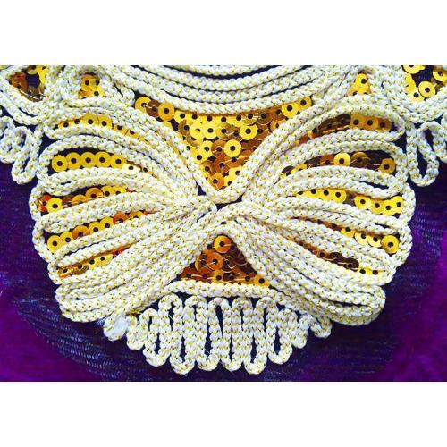 Broderie corde à sequins grande tête de tigre de lion