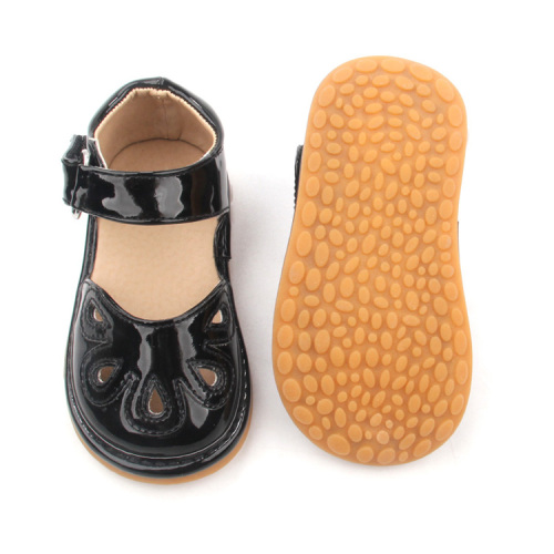 Children Squeaky Shoe Black PU Leather Dress Shoes Manufactory