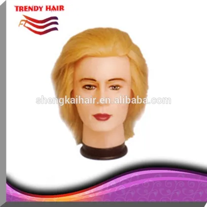 Quality human hair training head blond