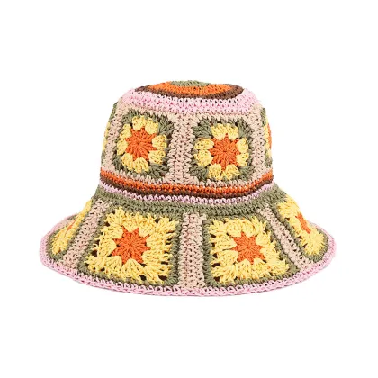 Sunscreen Crochet Paper Straw Hat for Outdoor Summer Use