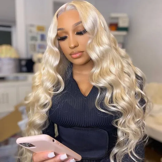 2021 New 40 inch 613 full lace human hair wig pre plucked HD 613 cuticle aligned blonde front lace wigs for black women