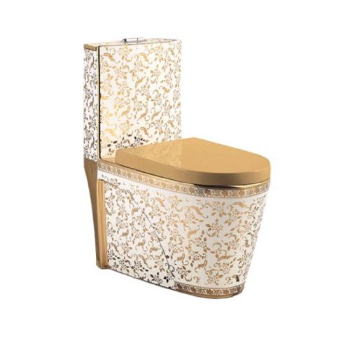 Gold Ceramic jet Siphonic One-piece Toilet