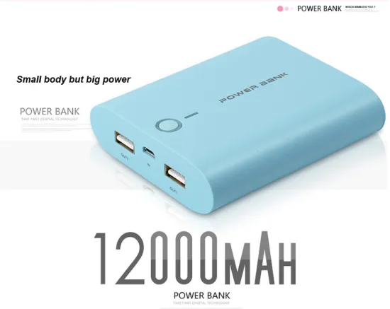 Smart colorful power bank 20000 mah/Portable 12000mah power bank, Fashion and light function mobile charger