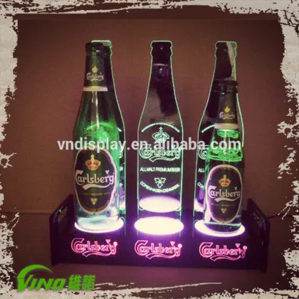 Two Bottles LED Beer Bottle Light, Bottle Glorifiers LED Light Base, Beer Display