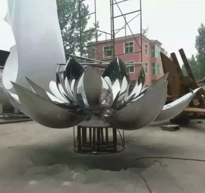 Outdoor Modern Stainless Steel Lotus Flower Sculpture