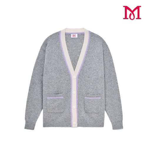 Top elegante de mujer de manga larga de punto gris