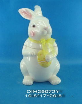Pastel de Pascua de cerámica de almacenamiento con decoración de la cinta