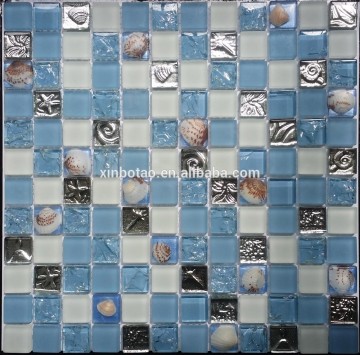 crystal glass rectangular sea shell mosaic tile