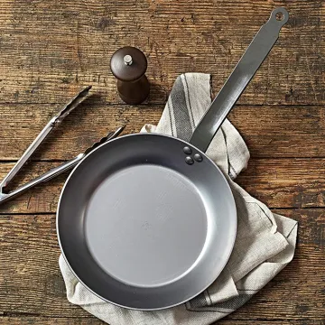 customization outdoor kitchen cooking non stick fry pan 3.0mm Thickness Steel Riveted Handle Carbon Steel Frying Pan