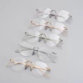 Gold Circle Titanium Frameless Designer Vintage Glasses