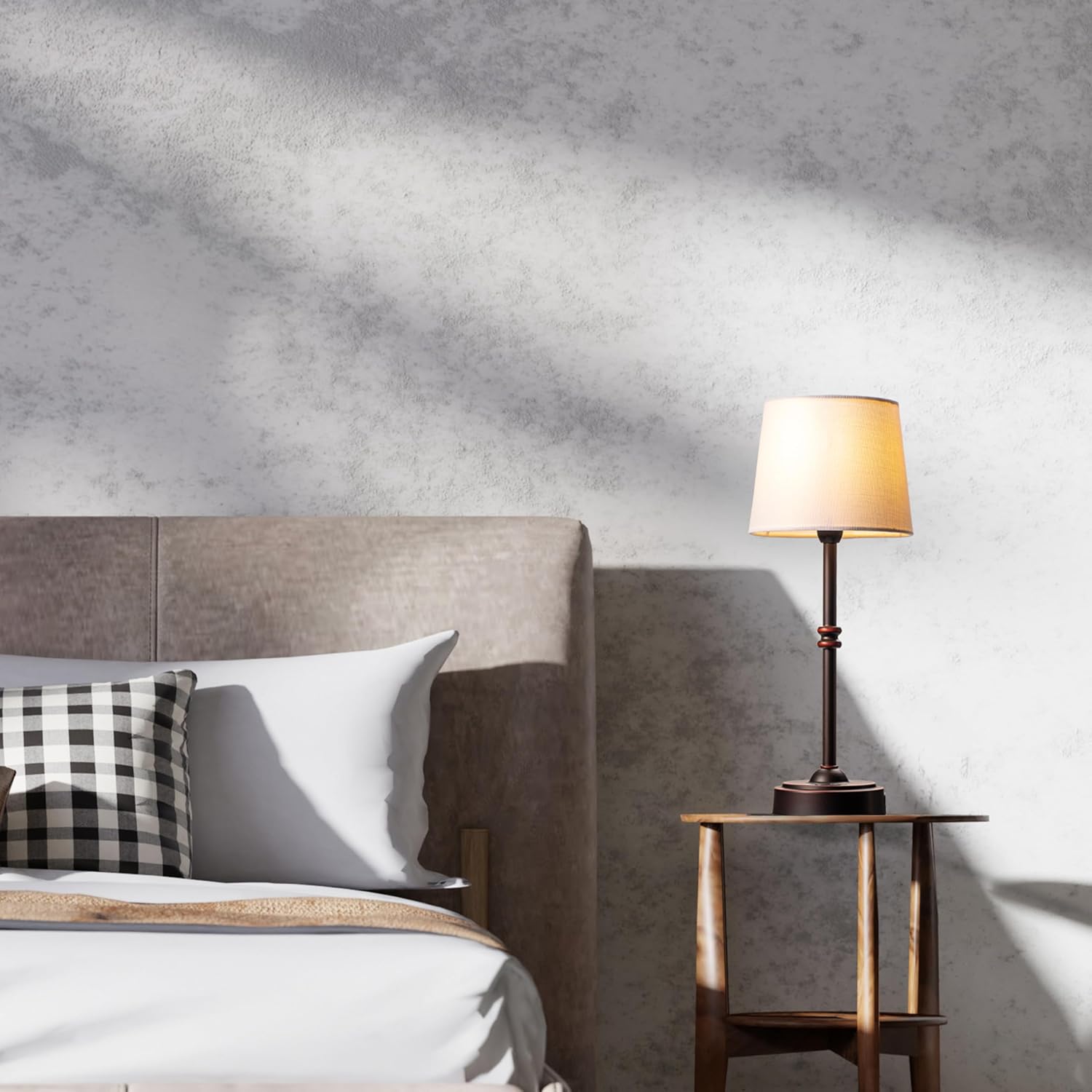 Cordless LED Table Lamp With Linen Shade (1)