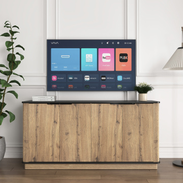 Slim Wood Grain TV Cabinet with 4 Doors