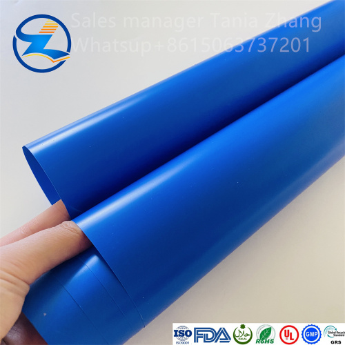 Rollo de película de PVC personalizable de color azul