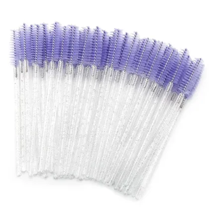 Custom Logo Private Label Crystal Eyelash Cleaning Spoolie Brush - Glitter Disposable Eyelash Brush