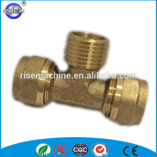 brass plumbing tee fitting for pe-al-pe pipe