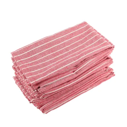 White Striped 17x17inch Cloth Napkins Set of 12 cotton linen Napkins dining table Napkins