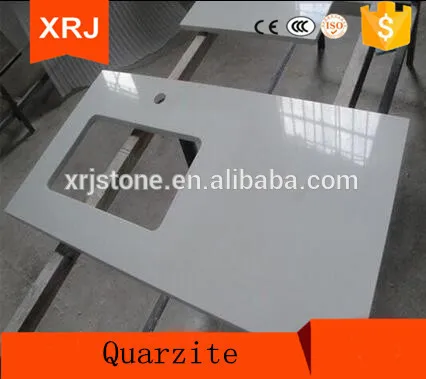 White quartz stone crystal in kitchen countertop