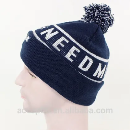 sports team beanie hat with ball/sports team beanie/knit pom beanie