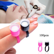 100 pcs tattoo ink ring cups glue cap with sponge microblading pigment cup tattoo tool holder permanent makeup accessories suppl