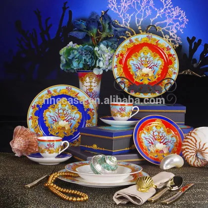 30 Pieces Fine Bone China Luxury Royal Porcelain Dinnerware