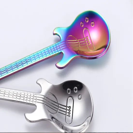 304 Gold-Plated Stainless Steel Guitar-Shaped Coffee Stir Spoon