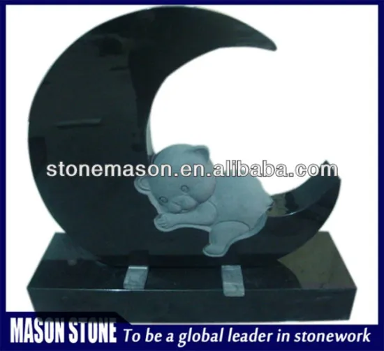 Black teddy bear animal tombstone