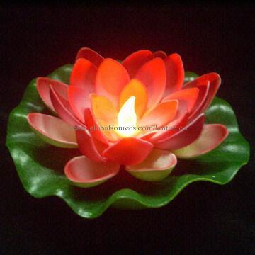 Red LED Floating Lily Lights, Replaceable Batteries