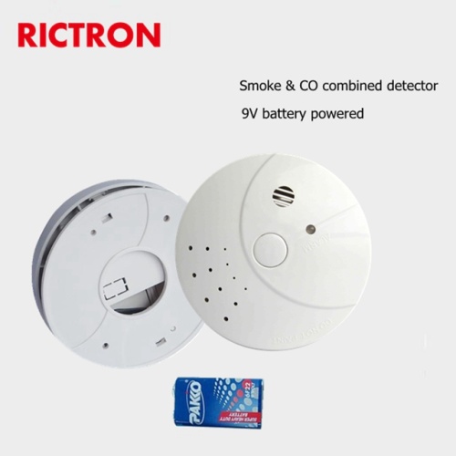 Standalone 9v battery operated combo detector smoke and carbon monoxide combined detector